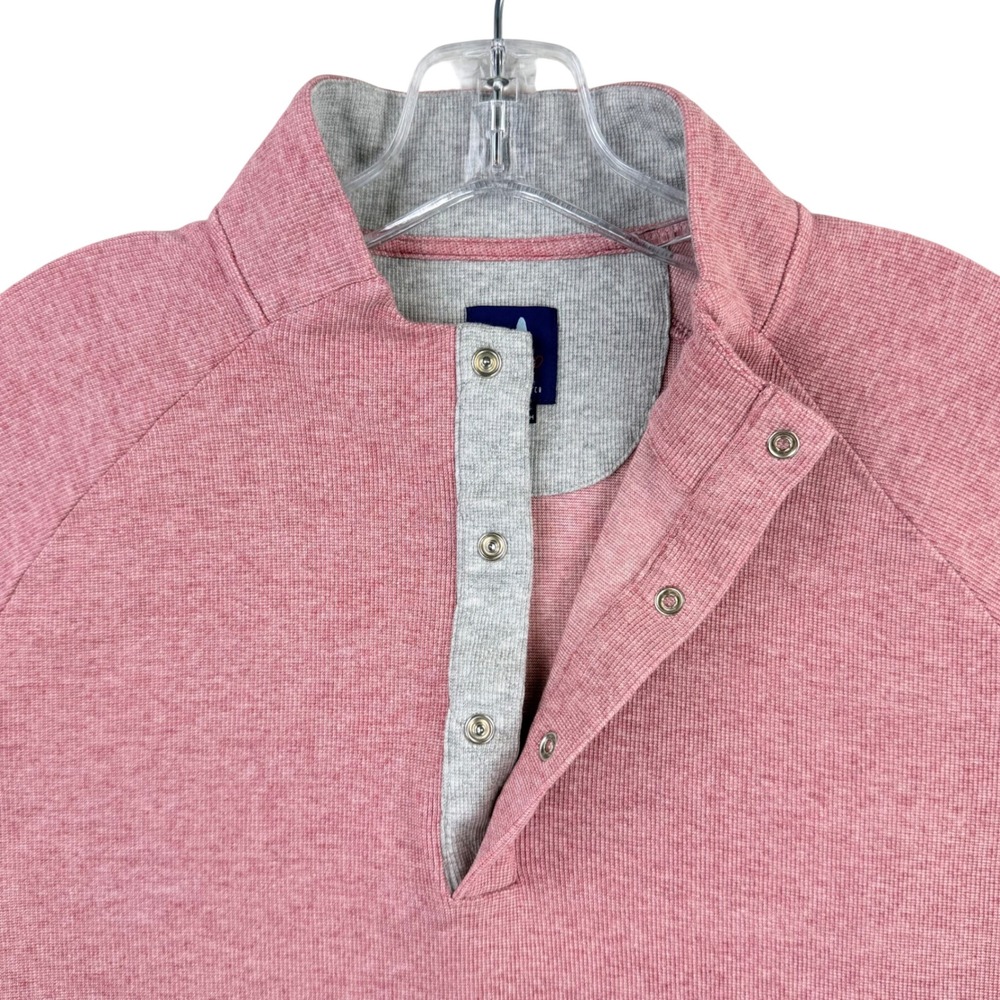 johnnie-O 1/4 Snap Mock Neck Pullover Men XL Malibu Red Pink Preppy Country Club - Picture 8 of 12